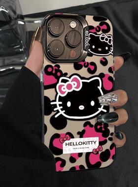 粉豹纹Kitty猫适用OPPOReno16手机壳K15Pro+K12sK13Turbo彩银磨砂FindX9X8S+A6Pro学生A3xA5活力版A58A96A97