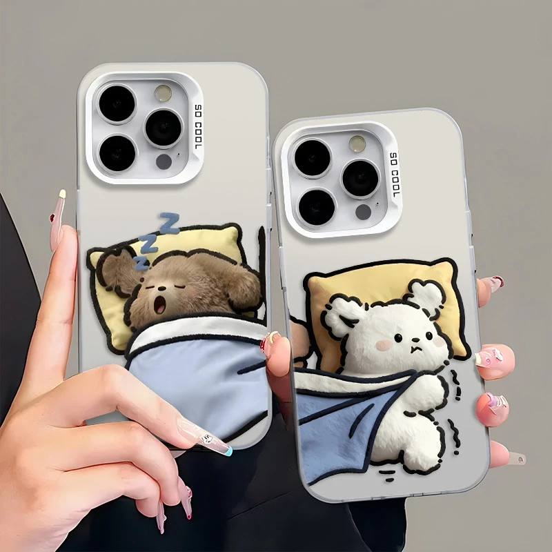 抢被情侣小狗适用iPhone17Air/16Promax手机壳彩银磨砂苹果1213mini/1415Plus学生XRXS高级感SE3代6s/78Plus