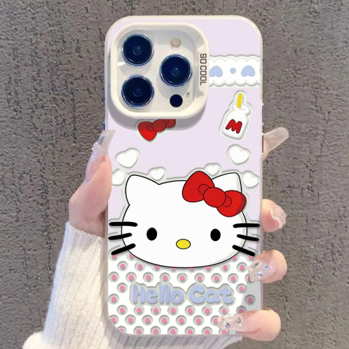 日韩萌趣凯蒂猫适用iPhone17Air/16Promax手机壳彩银磨砂苹果1213mini/1415Plus学生XRXS高级感SE3代7/8Plus