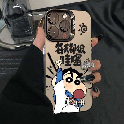 哇塞蜡笔小新适用OPPOReno151413手机壳K12K13TurboPro彩银磨砂FindX9/X8S+学生A1A3A5活力版A6GTA7A58A96A97