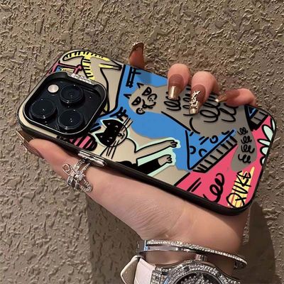 涂鸦线条猫咪适用小米17/1514Ultra手机壳civi3彩银磨砂Turbo4Pro红米K90K80至尊版K70k60学生note15Pro+1413