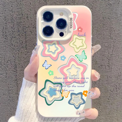 晕染彩色星星适用OPPOReno1514手机壳K15Pro+K12sK13Turbo彩银磨砂FindX9X8S+A6sPro学生A3A5活力版A58A96A97