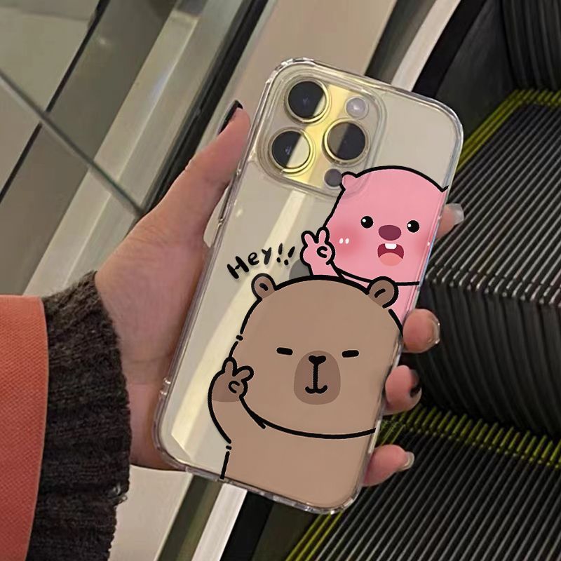 嗨露比水豚适用OPPOReno151413手机壳透明K12K13Turbo软FindX9Pro/X8S+x7Ultra学生A1A3A5活力版a58a93a96a97