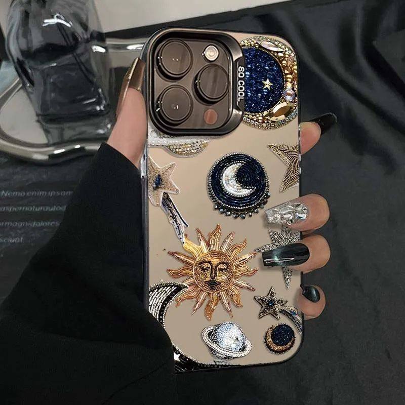 太阳月亮星球适用iPhone17Air/16Promax手机壳彩银磨砂苹果1213mini/1415Plus学生XR/XS高级感SE3代6s/78Plus