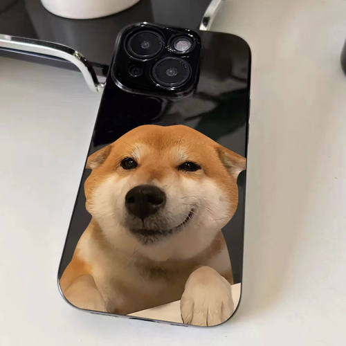 趣味微笑柴犬适用真我GTNeo3/Neo2T手机壳realme1012Pro+黑色V5V11V13V15V20V23V25V30t男女生Q2Q3iQ5狂欢版
