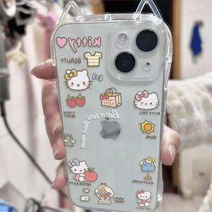 相框凯蒂猫咪适用小米1415/17Promax手机壳civi3小蛮腰猫耳朵红米K80至尊版K70E软note15Pro+141312Turbo学生