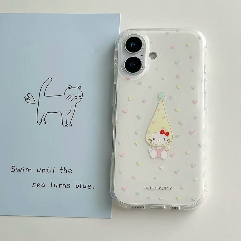 彩色爱心Kitty猫适用OPPOReno1514手机壳K12K13Turbo白底FindX9Pro/X8S+x7Ultra少女A6iA5活力版A53A58A96A97
