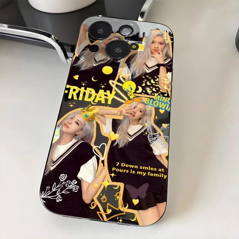 ins朴彩英周边适用OPPOReno14131211109手机壳R15K13TurboPro黑色FindX8S+x7Ultra学生A5活力版a58a93a96a97
