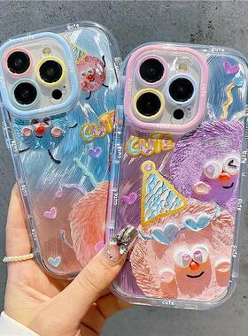 卡通粉紫绒球适用vivoy300Proy200iy85y78+y52sy31sy30标准版手机壳s20s19s18s17s16少女学生x200Sx100Ultra