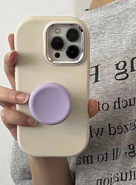 奶油白紫色支架适用iQOOneo10/9spro+/8/7竞速版/6se手机壳iQOOz8xu3x标准版金属镜头u5e少女生iqoo13/12/11