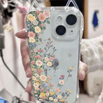 满丛夏日繁花适用vivoX200Pro手机壳小蛮腰猫耳朵x100S软x90x80x70x60t学生S30S20S19S18S17S16S15小红书同款