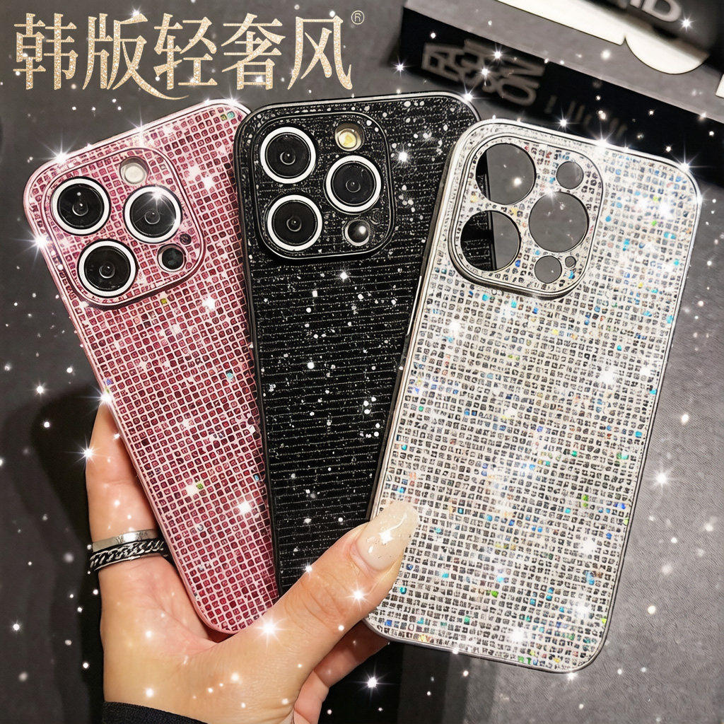 极简韩系轻奢风适用OPPOReno15141312手机壳闪钻K13TurboPro软边FindX9X8S+A6Pro少女生A3A5活力版a58a96a97