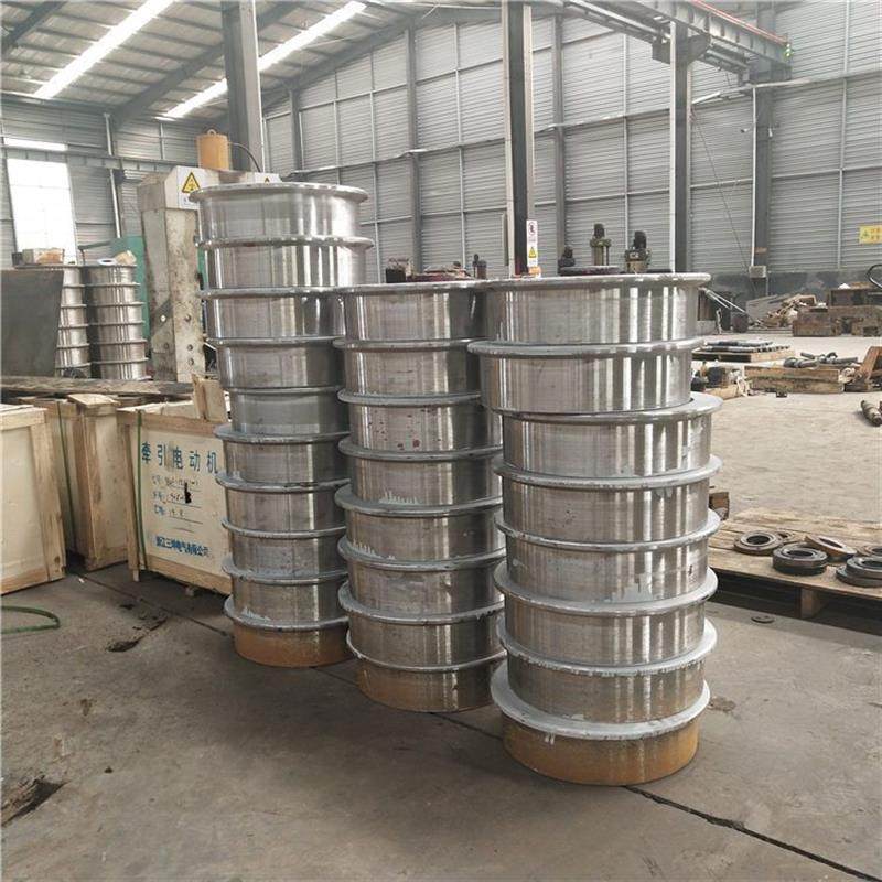 平板车加厚型井下车运输单边铸钢轨道轮 矿用空心实心矿车轮对