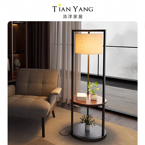 法式中古风客厅置物架一体落地灯