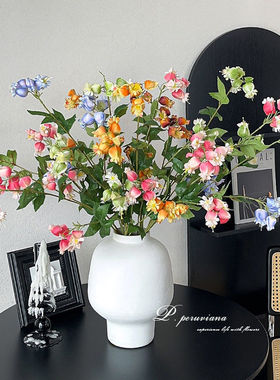 仿生灯笼花长枝灯笼果仿真花束假花摆件婚礼倒挂金钟插花绢花装饰