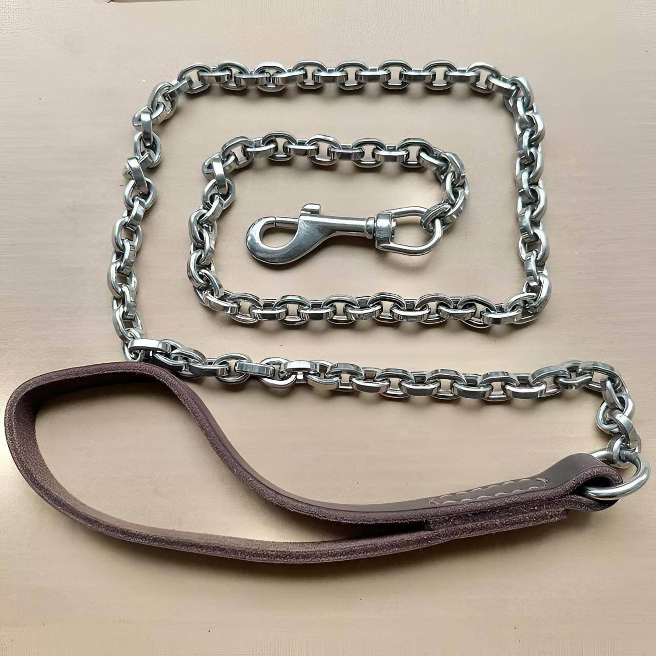 平面牛皮把手不锈钢牵引绳中大型犬狗链子防咬牵引绳狗链结实,宠物/宠物食品及用品,狗牵引绳,淘宝优惠券,粉丝福利购,淘宝优惠卷