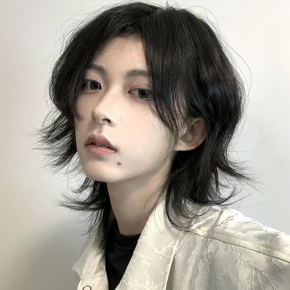 日常假发帅气女生狼尾层次感鲻鱼头自然中分刘海le短发轻薄全头套
