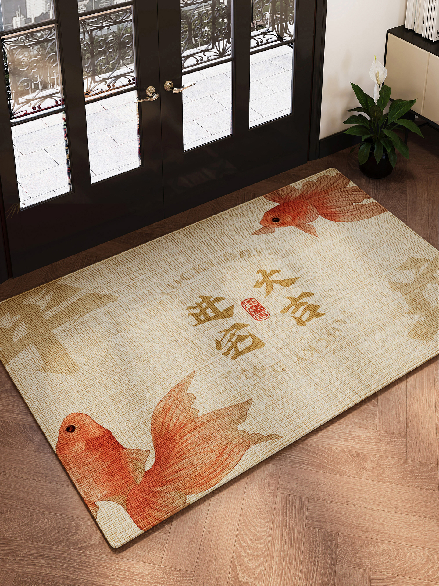 现代中式入户门地垫进门家用门口可裁剪定制脚垫玄关耐脏乔迁脚垫