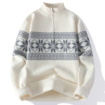 立领半拉链毛衣男士秋冬季