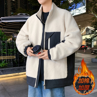 冬季 立领羊羔绒棉衣外套男孩初高中生加棉加厚夹克青少年大童棉服