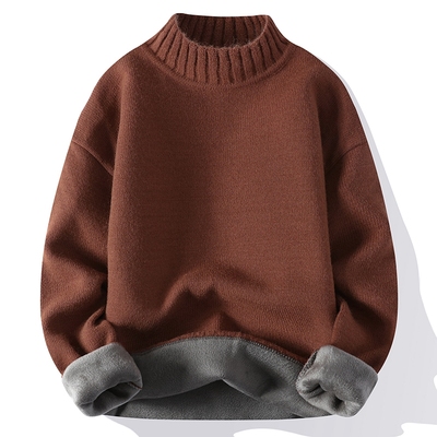 半高领毛衣男加绒加厚一体绒