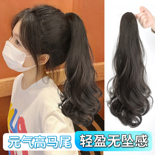 马尾假发女仿真全真人发假发片可扎高马尾辫子卷发抓夹式轻假马尾