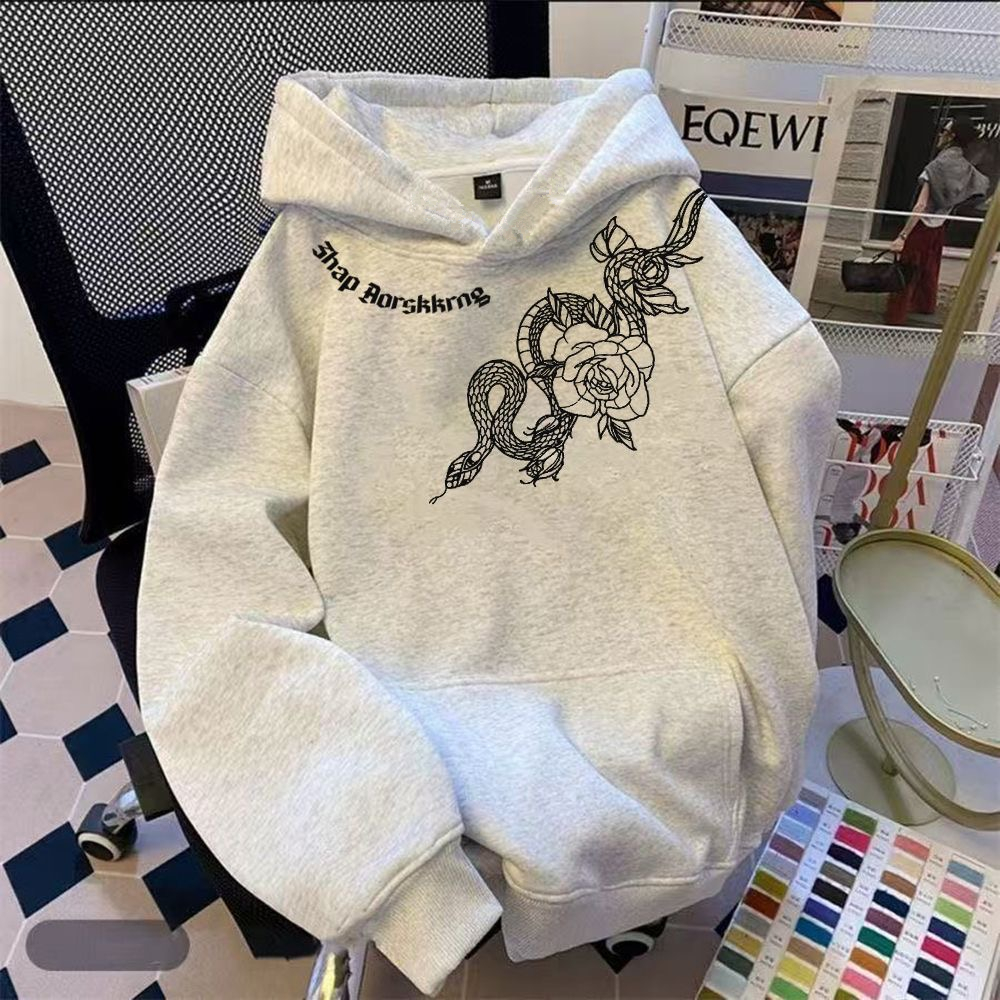 青少年花蛇印花连帽卫衣男女秋冬