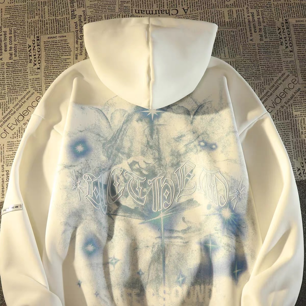 美式复古暗黑连帽卫衣情侣款