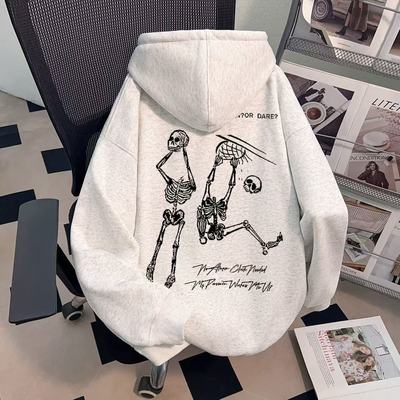 投篮的骷髅连帽卫衣青少年秋冬款