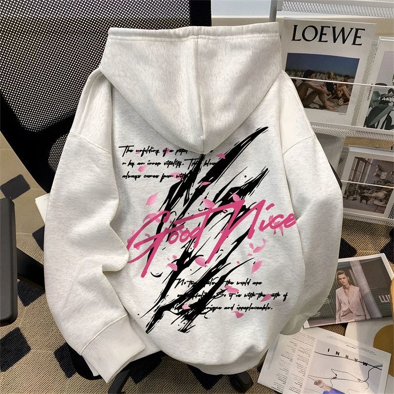 潮牌恶魔爪痕印花连帽卫衣学生男