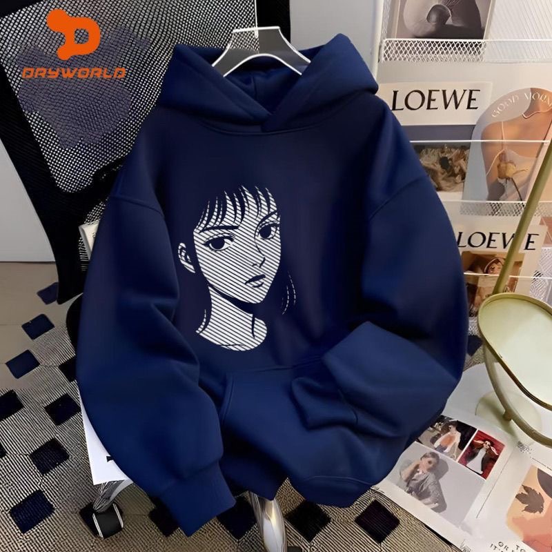 潮牌女孩人脸印花卫衣男女款秋冬