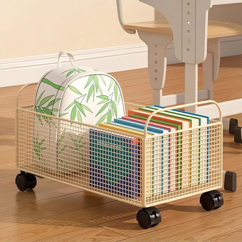 书本收纳箱带轮可移动书包置物架