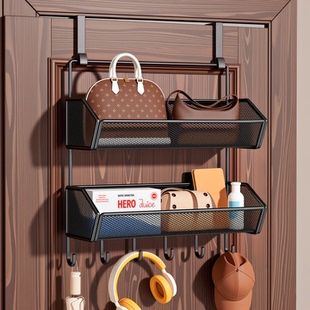 门后置物架门上挂钩免打孔挂衣架卧室门挂衣钩多层包包衣帽收纳架