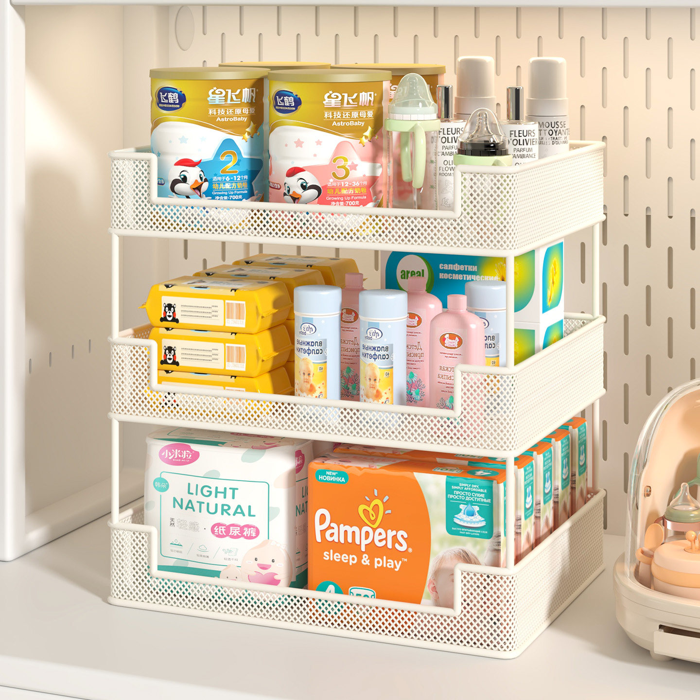 母婴喂养台置物柜宝宝用婴儿奶粉柜奶瓶收纳架多层桌面收纳盒一体
