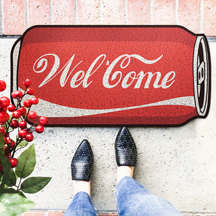 个性 创意可乐入户丝圈进门地垫进户门垫防滑蹭土脚垫家用玄关地毯