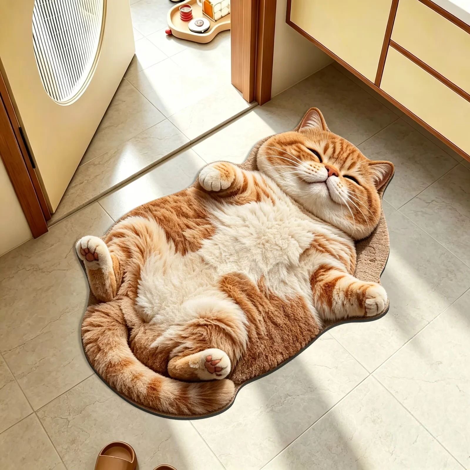 卡通可爱猫咪浴室硅藻泥防滑吸水除尘耐磨卫生间厕所玄关脚垫地垫图片