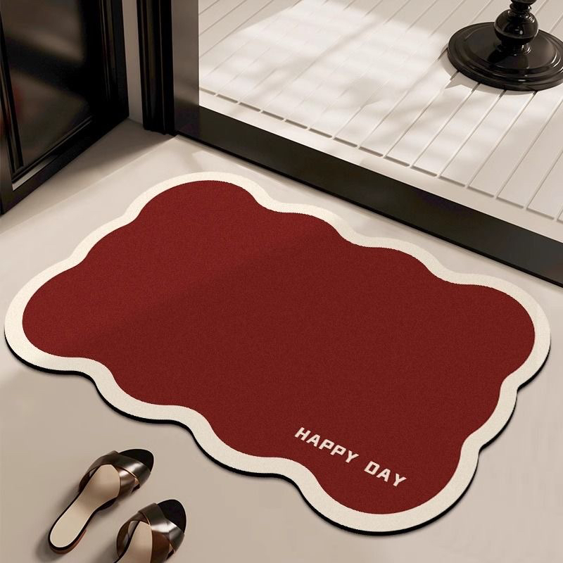 新年红色地垫浴室吸水软硅藻泥防滑脚垫卫生间厕所进门口进门地毯