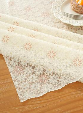 桌布防水防烫防油免洗长方形餐桌布PVC塑料蕾丝高级台布茶几桌垫