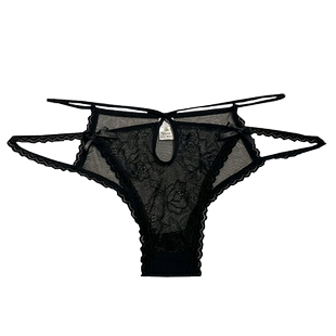 细带交叉诱惑超薄内裤女性感蕾丝冬季透明镂空女士欧美风三角裤头