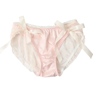 瑶瑶闺蜜蝴蝶结诱惑冰丝纯欲蕾丝透明内裤女性感私房撩人三角裤头