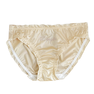 刺绣字母光滑缎面内裤女性感冬季薄款荷叶边低腰纯欲风少女三角裤