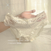 女性感包臀透气三角裤 瑶瑶闺蜜波浪纹薄款 少女低腰透明蕾丝内裤 头