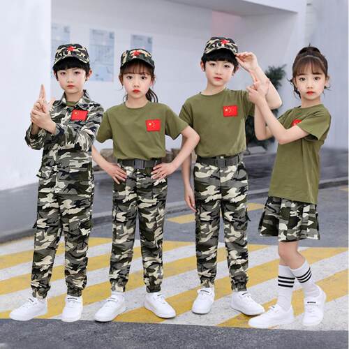 儿童军训迷彩服套装｜小学生演出