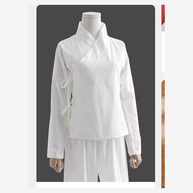 汉服中衣秋冬四季短袖长袖白色男女中国风文艺禅意茶服唐装上衣