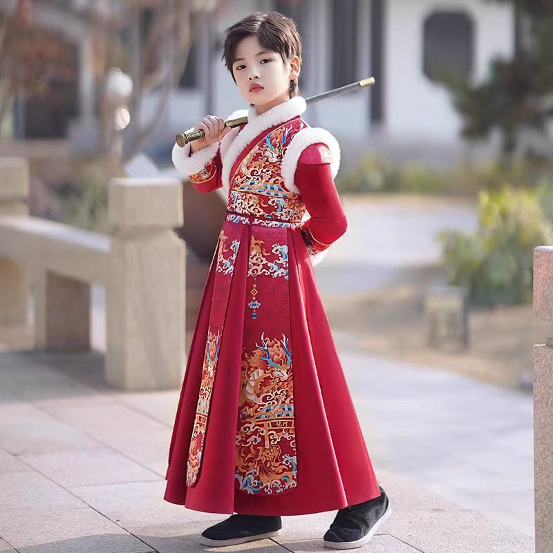 拜年服男童汉服冬季加厚唐装新款