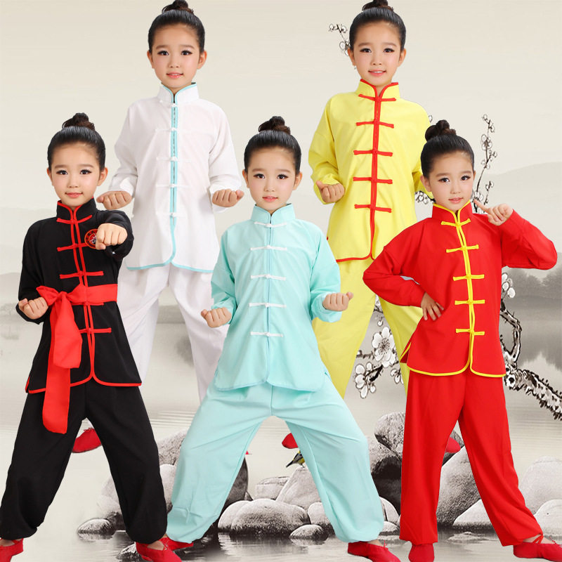儿童武术演出服新款青少年太极练功服长短袖中小学生功夫表演服装
