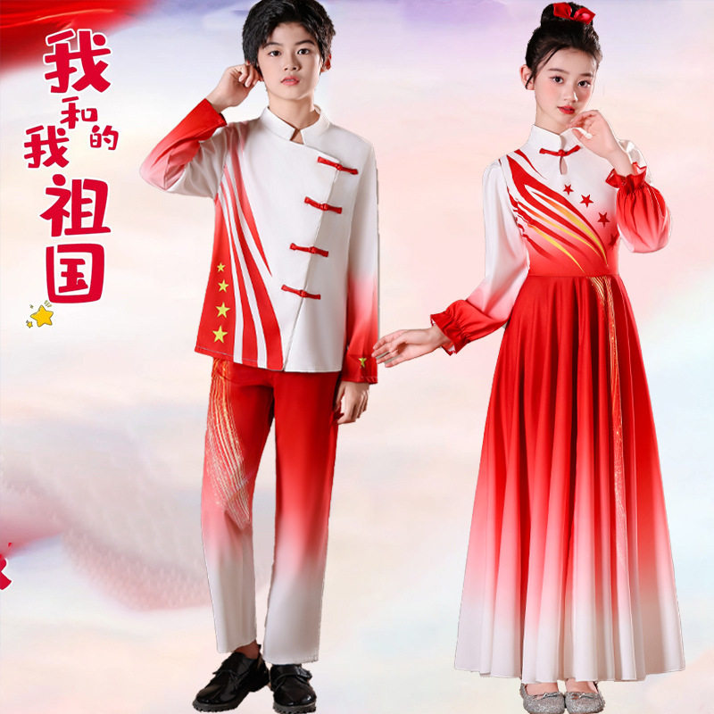 大合唱演出服男童中山装女童钢琴