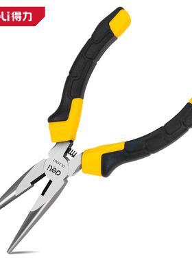 deli得力DL2106T德式尖嘴钳6寸带弹簧(黄)(把)