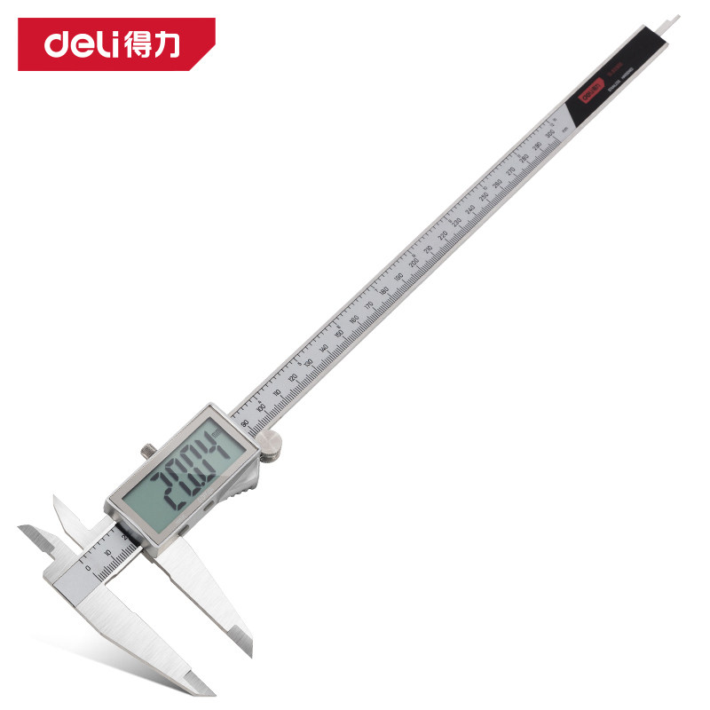 得力电子数显游标卡尺150高精度不锈钢测量尺DL312300/200/300mm