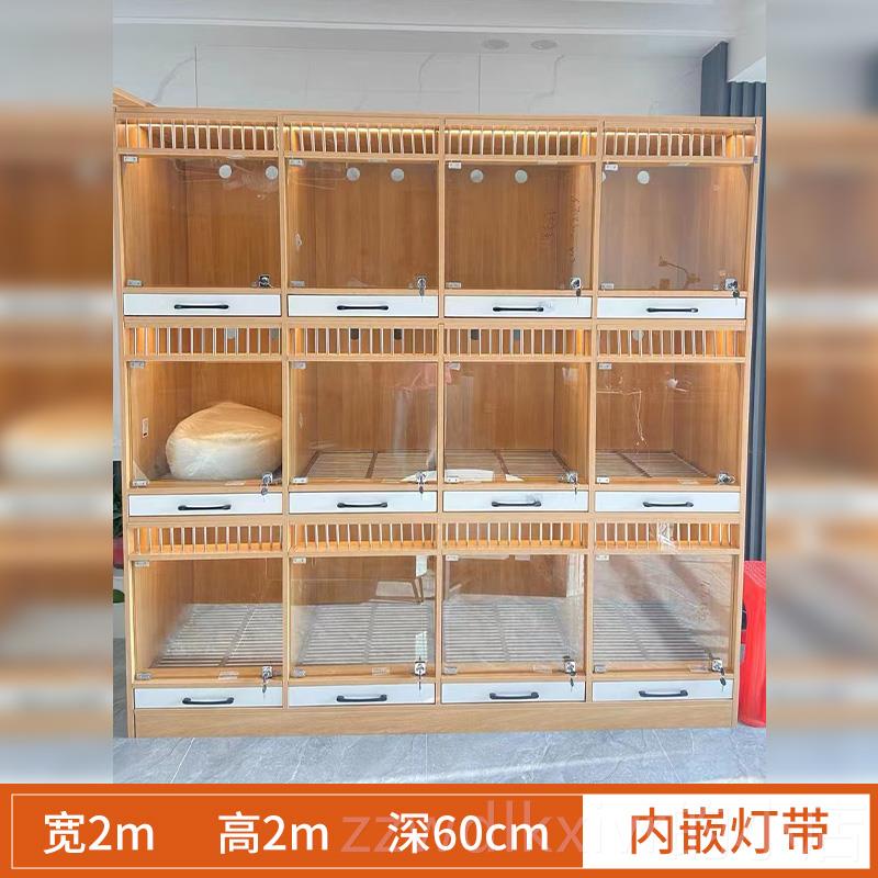 新款猫狗示混笼定制实木玻璃门猫柜猫别墅展养笼带养厕所繁殖笼寄